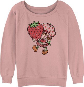 Women's Strawberry Shortcake Cute Junior's Raglan Pullover with Coverstitch