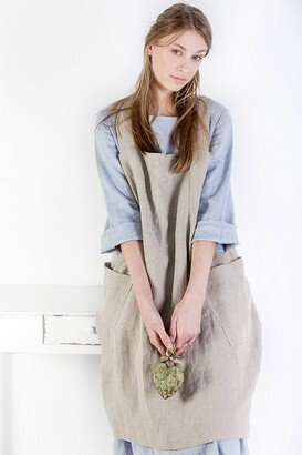 Linen Pinafore Apron, Square Cross Apron