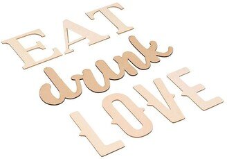 Genie Crafts Wood Quote Signs - Eat Drink Love Wood Letter Signs, Drawing Stencil Included