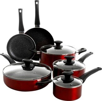 Merrion 10 Piece Nonstick Aluminum Cookware Set in Red