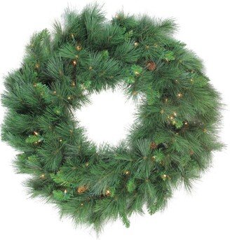 Northlight Pre-lit White Valley Pine Artificial Christmas Wreath - 48-Inch Clear Lights