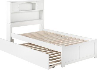 AFI Newport Twin Platform Bed with Footboard and Twin Trundle in White