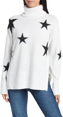 Outlined Star Oversized Turtleneck Sweater