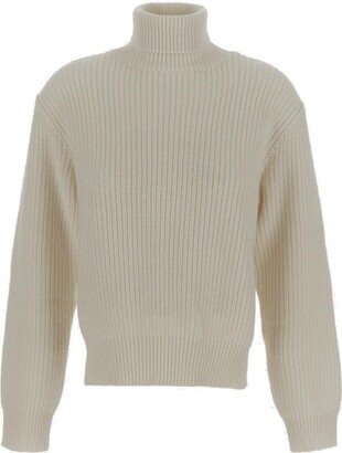 Roll-Neck Ribbed Trim Knitted Jumper