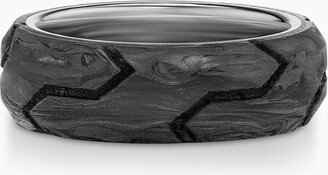 Forged Carbon Beveled Band Ring in Sterling Silver Men's Size 8.5