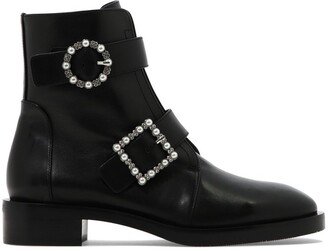 Embellished Buckled Ankle Boots