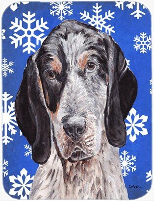 SC9769LCB Blue Tick Coonhound Large Size Winter Snowflakes Glass Cutting Board