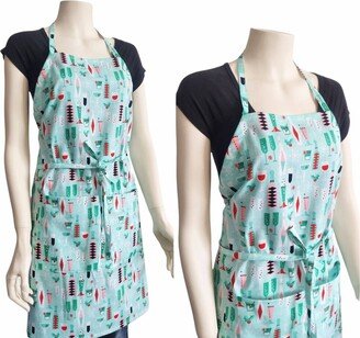 Christmas Apron With Adjustable Ties, Adult Apron, Large Cooking Chef Women Pockets, Gift For Mom-AB