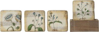 Floral Coasters In Wood Box Set of 5 - Storied Home