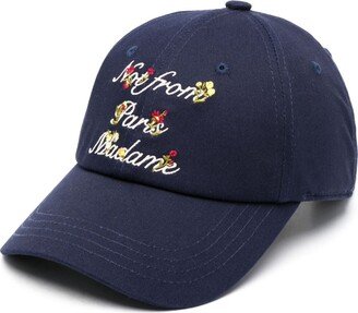 Slogan à Fleurs-embroidered cotton cap