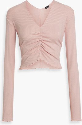 Molly ruched ribbed modal-blend pajama top