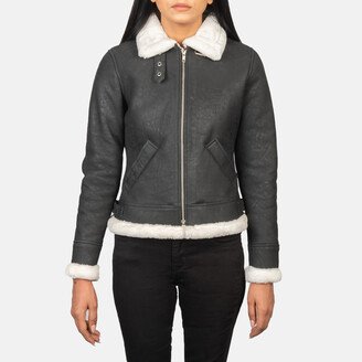 Sherilyn B-3 Black & White Leather Bomber Jacket