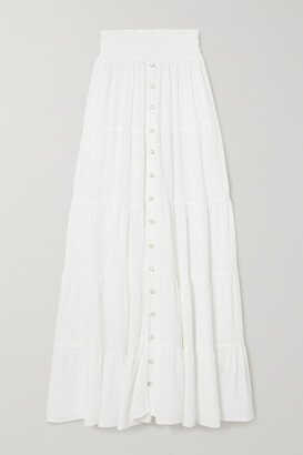 Dee Shirred Tiered Woven Maxi Skirt - White