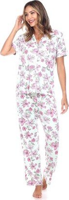 Women' Short Sleeve Top and Pant Pajama Set Medium