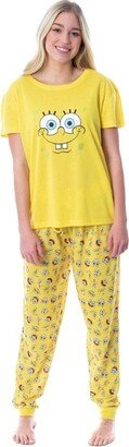 Nickelodeon SpongeBob SquarePant Women' Face 2 Piece Jogger Pajama Set (XS) Yellow