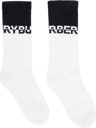 White & Black Logo Intarsia Socks-AA