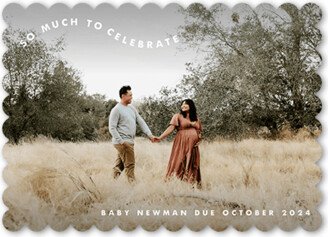 Birth Announcements: Celebrate Trail Pregnancy Announcement, White, 5X7, Matte, Signature Smooth Cardstock, Scallop