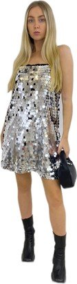 DIUNA Women's Dresses Crisscross Backless Sequin Cami Dress Dress for Women (Color : Silver