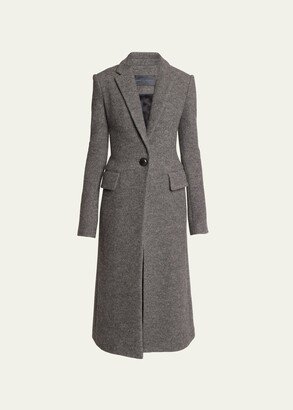 Single-Breasted Wool Jersey Long Coat