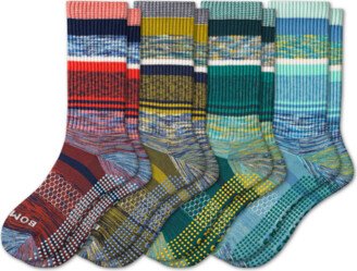 Women's Gripper Calf Non-Slip Socks Perfect For Yoga, Pilates, and Barre Workouts 4-Pack - Stripe Mix - Large - Cotton