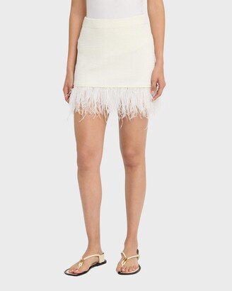 Crochet Feather-Trim Mini Skirt-AA