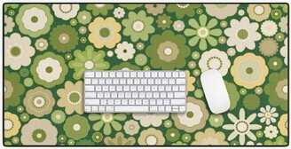 evamatise Flowers in the 60s Vintage Green Desk Mat