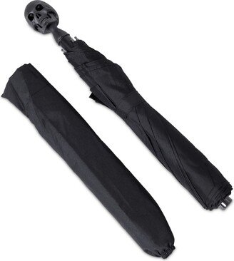 Small Umbrella With Skull Head Handle In Matte Black