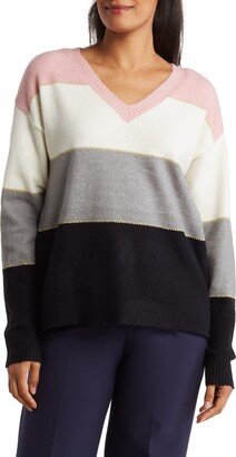 Stripe V-Neck Pullover Sweater