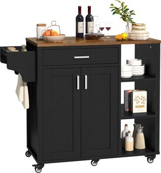 Moasis Rolling Kitchen Island Cart Storage Cabinet on Wheels