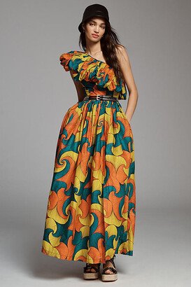 SIKA Printed One-Shoulder Ruffle Dress