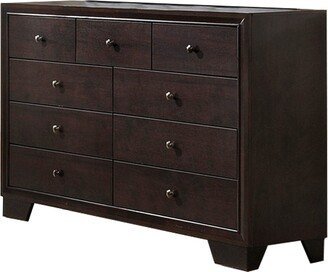 Wooden Dresser with 9 Spacious Drawers, Brown