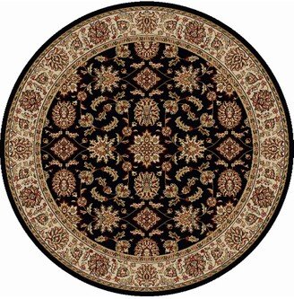 Closeout! 1592/1015/Black Pesaro Black 5'3 x 5'3 Round Area Rug