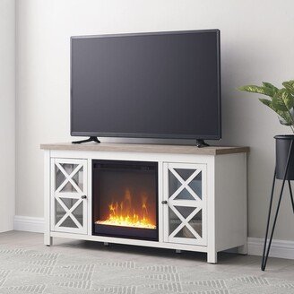 Henn&Hart Rectangular TV Stand with Crystal Fireplace for TV's up to 55 in White/Gray Oak