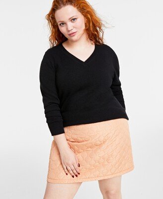 Plus Size V-Neck 100% Cashmere Sweater, Created for Macy's