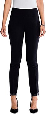 Ponte Faux Leather Step Hem Ankle Pants