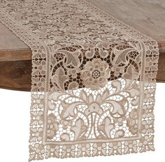 Saro Lifestyle All Over Venice Lace Runner, Ecru, 15 x 66