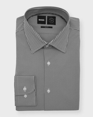 Men's Micro-Check Slim Fit Dress Shirt-AA
