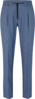 Slim-fit trousers in striped wool, cotton and silk