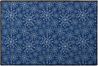 Door Mats: Frost Snowflakes Door Mat, Blue