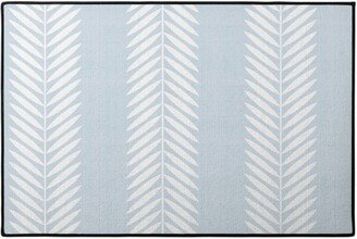 Door Mats: Laurel Leaf Stripe - Light Blue Door Mat, Blue