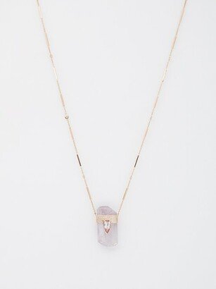 Diamond, Morganite, Kunzite & 14kt Gold Necklace