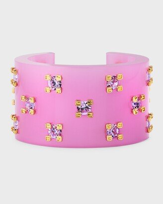 4G Plumetis Open Cuff Bracelet with Crystals