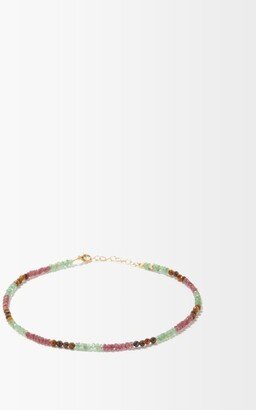 Ruby, Emerald, Tiger's Eye & 14kt Gold Anklet