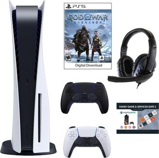 Playstation PS5 Gow: Ragnarok Console with Extra Black Controller, Headset and Family Voucher