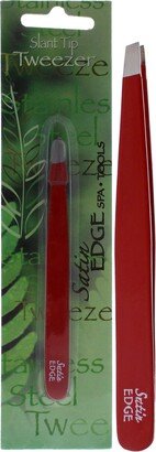 Slant Tip Tweezer - Red by Satin Edge for Unisex - 1 Pc Tweezer