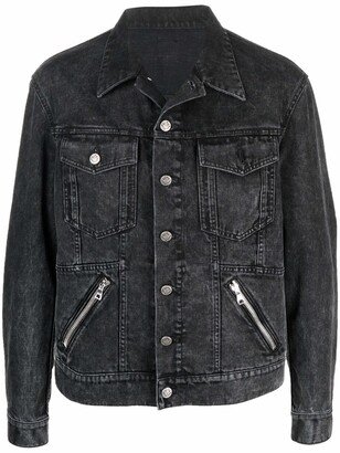 Zip-Detail Denim Jacket-AA