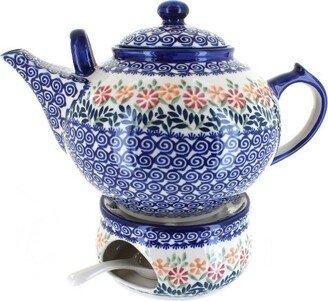 Blue Rose Pottery Blue Rose Polish Pottery Garden Bouquet Large Teapot & Warmer