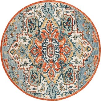 Aurora APN312 3' x 3' Round Area Rug - Blue, Rust