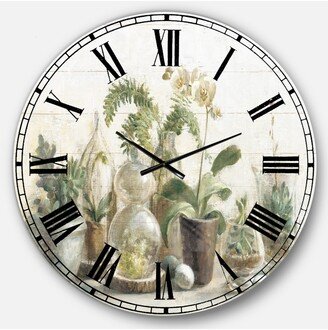 Designart Floral Cottage Oversized Metal Wall Clock - 36 x 36