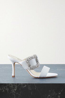 Gable 90 Buckled Crepe De Chine Mules - White